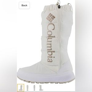 Columbia Paninaro Omni heat tall puff boots. Women’s 6. White and gold